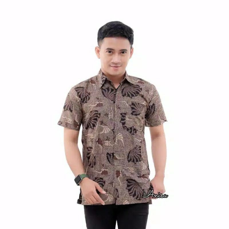 KEMEJA HEM BATIK PRIA LENGAN PANJANG COUPEL AYAH ANAK MOTIF KERANG