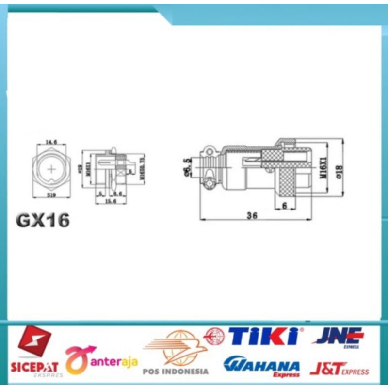 Konekto Connector CB GX 16 16mm 1 set Male Female