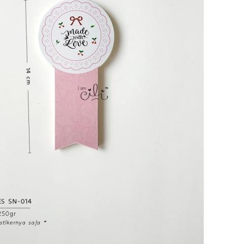 

✿ (SN14) stiker made with love lace untuk toples 250gr/350gr (uk 7x14cm) ☻