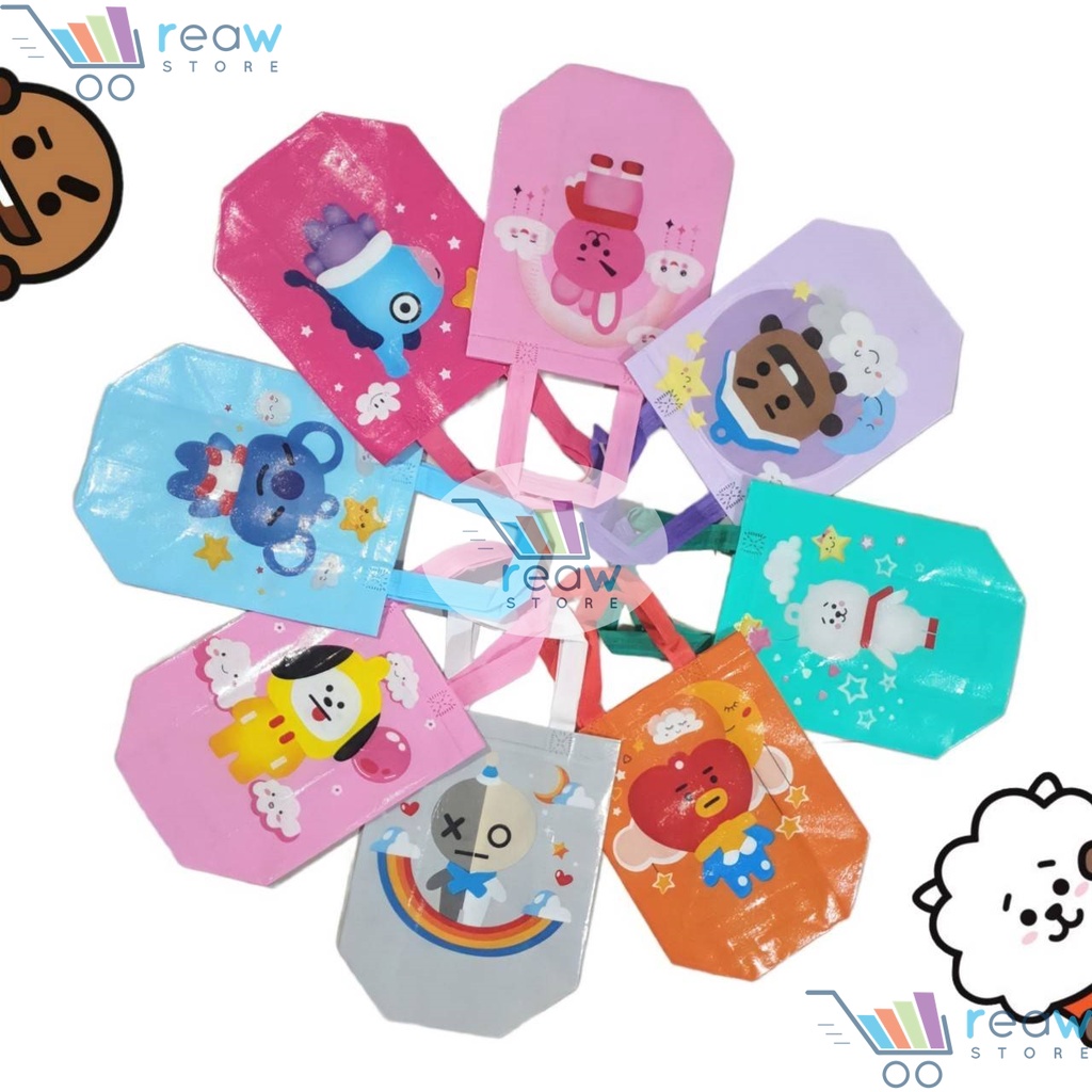 Goodie Bag Tas Kantong Kain Souvenir Hampers Ulang Tahun BTS BT21