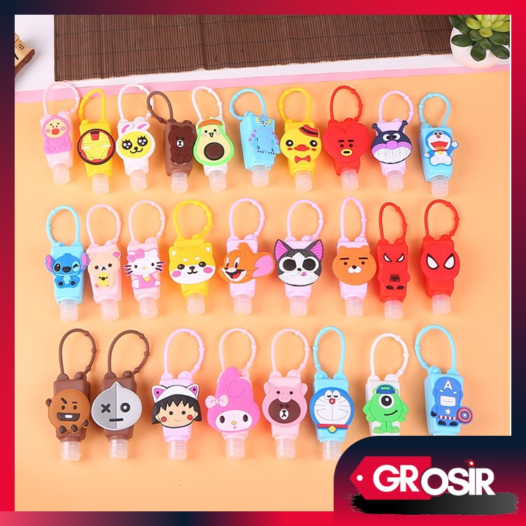 Grosir - B678 (30 ML) Botol Hand Sanitizer Cartoon / Holder With Empty Bottle/Gantungan Tas Sekolah