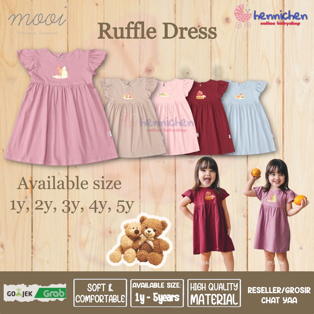 PROMO 7.7 PROMO BAJU LEBARAN MURAH MOOI RUFFLE DRESS - DRESS ANAK PEREMPUAN DRESS BAYI BORDIR PART 1