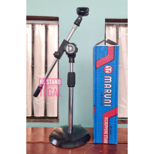 Stand Mic Maruni Pendek Kaki Besi +Holder Mic