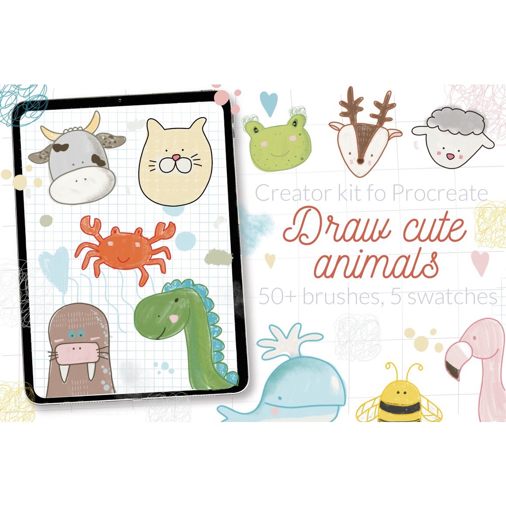 Procreate Brush - Cute Animals Procreate Stamps