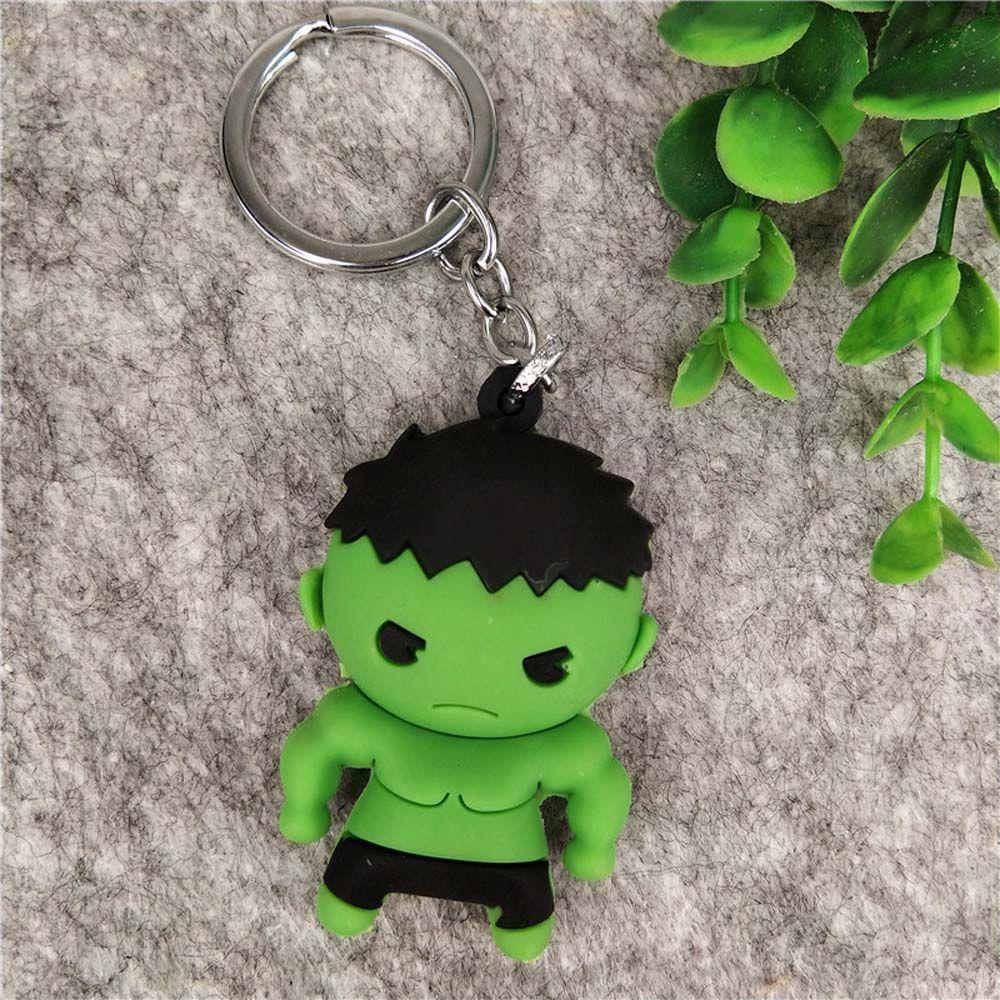QUINTON Deadpool Gantungan Kunci Lucu Liontin Kartun Spider Man Action Figure Anime Mainan Figure Keychain Charm Key Ring