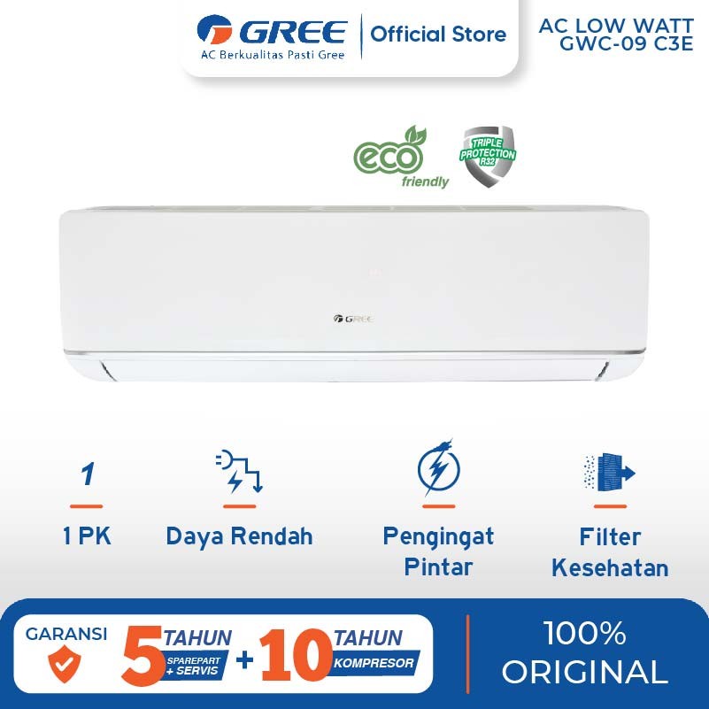 AC Gree GWC09C3ES GWC-09C3ES 1PK Low Watt Garansi Resmi