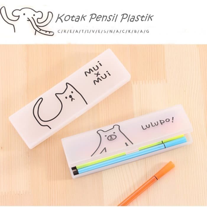 

KP046 Kotak Pensil Plastik Stationery Korean Doodle Series Pencil Box - Cat