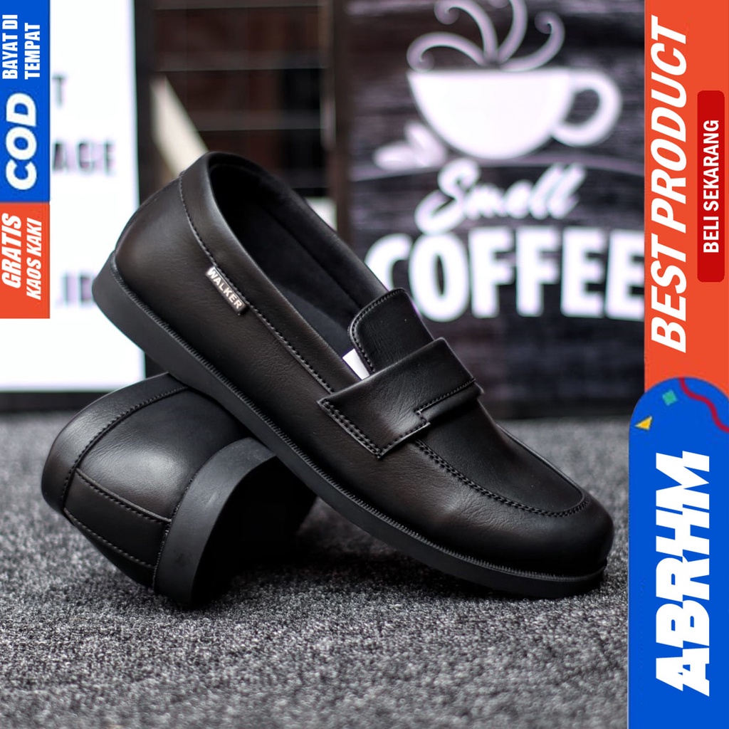 Abrhm Bruno - Sepatu Formal Casual Pria Pantofel Kerja Hitam