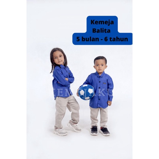 kemeja anak laki laki kemeja balita biru elektrik biru BCA kemeja kids fashion lengan pendek kemeja 