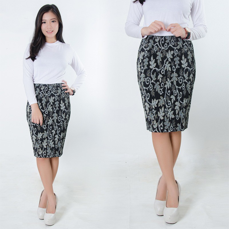 SB Collection Rok Plisket Hariati Pendek Midi Batik Jumbo Wanita