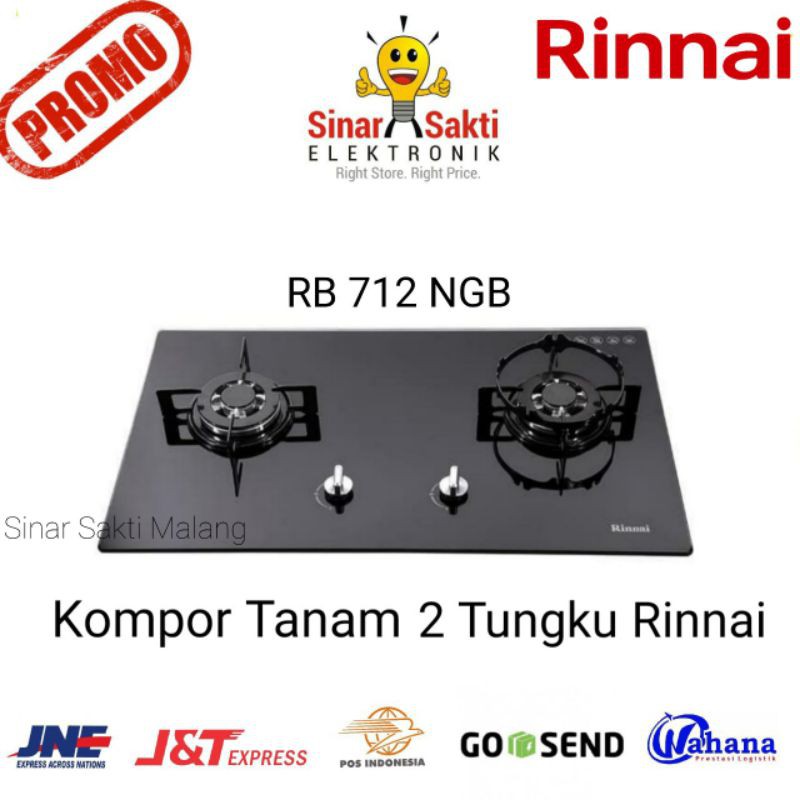 Kompor Tanam Rinnai Gas 2 tungku RB 712 NGB / RB-712NGB RB712NGB