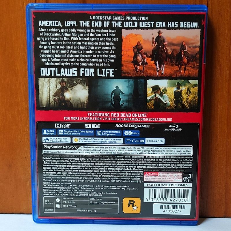 PS4 Kaset Red Dead Redemption 2 PS4 RDR RDR2 II PS 4 5 Playstation CD BD Game Games Reddead Redemtion Reg3 Reg 3 Games PS4 PS5 GTA petualangan cowboy rockstars red death