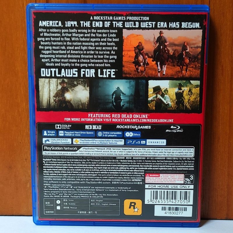 PS4 Kaset Red Dead Redemption 2 PS4 RDR RDR2 II PS 4 5 Playstation CD BD Game Games Reddead Redemtion Reg3 Reg 3 Games PS4 PS5 GTA petualangan cowboy rockstars red death