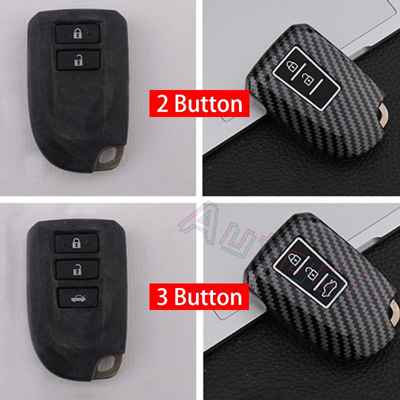 Carbon fiber Silicone Car Key Case For Toyota Prado Vios Yaris Previa 2/3 Buttons XP150 Car Key Cover Smart Remote Fob Shell Protector Bag