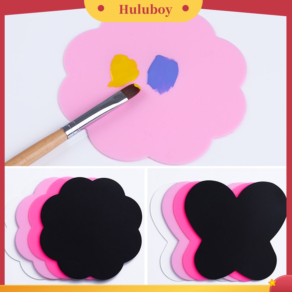 Huluboy Huluboy♡ 2pcs Palet Butterfly Bulat Bahan Silikon Untuk Mencampur Warna Kutek