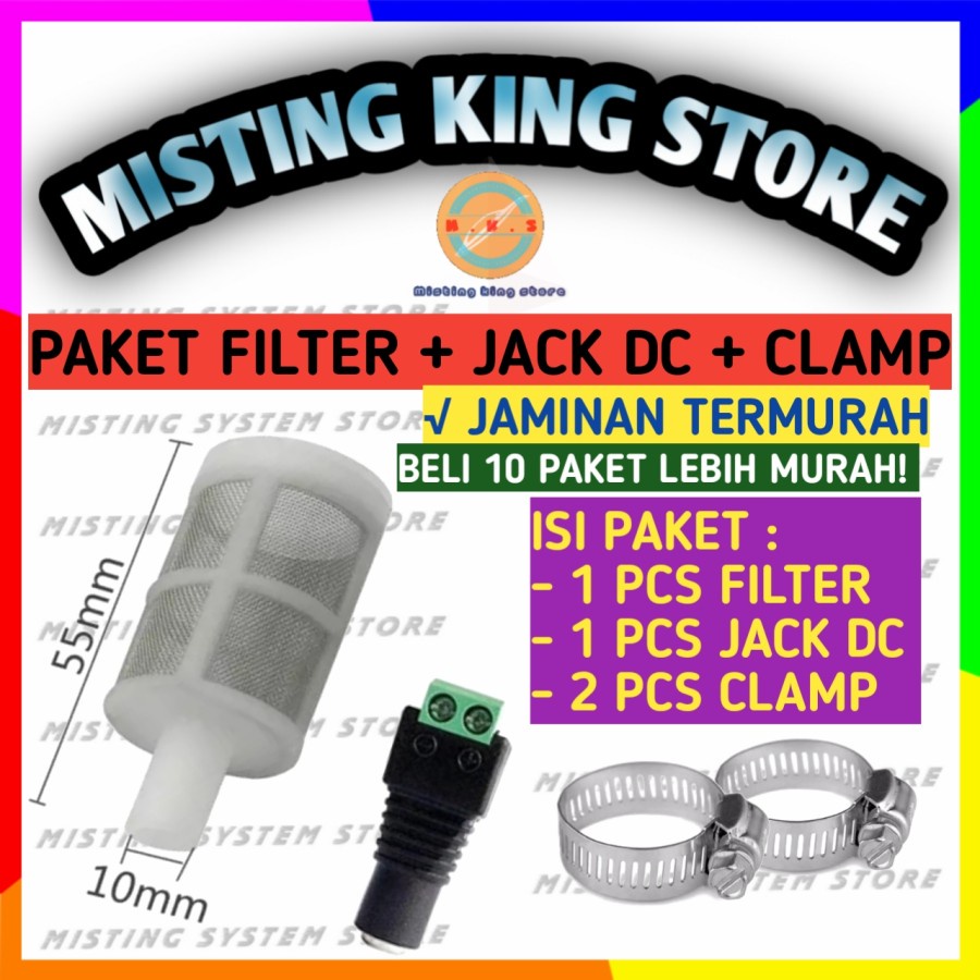 PAKET FILTER POMPA DC 12V SARINGAN INPUT FILTER JACK DC KLEM SELANG