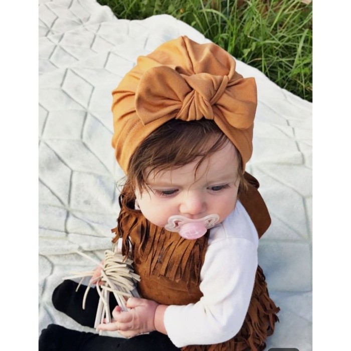 TokoPapin Turban Anak Bayi Pita Bayi pompom lucu Bando Bandana Bayi korea pita simpul halus
