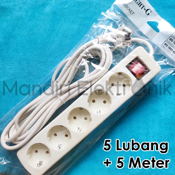 Stop Kontak 5 Lubang Kabel 5 Meter Saklar BRIGHT G BG-1835 - Stopkontak Saklar 5 Lubang 5 Meter