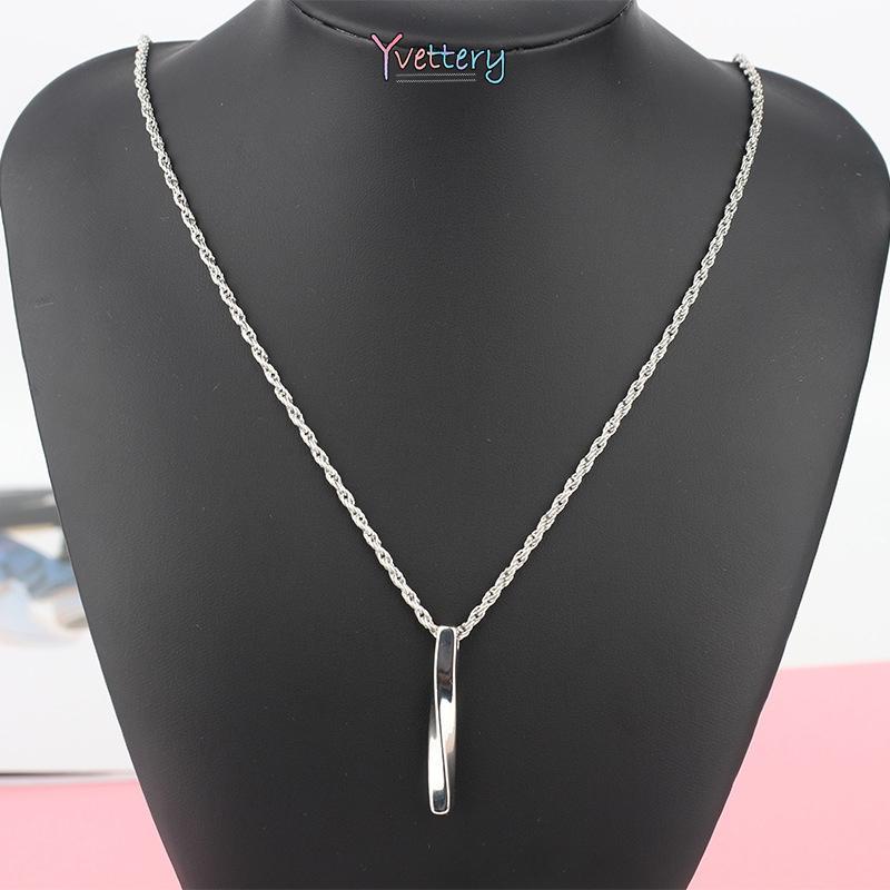 ❤️1 PCS Kalung Pria 65cm Titanium Asli Anti Karat Cowok Cewek Liontin Kotak Persegi Panjang Rantai Warna Silver Crom Gaya Korea Hip-hop Keren Necklace Pendant For Men Women Korean Aksesoris yy-5