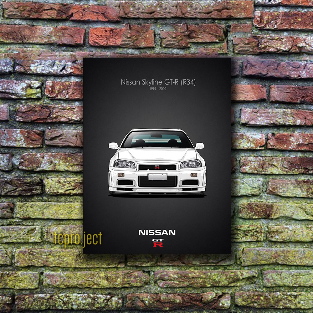 NISSAN SKYLINE GT-R R34 MOBIL POSTER - DEKORASI HIASAN DINDING