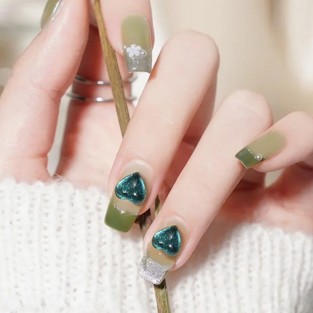 AUGUSTINA Agustin 3D Pesona Kuku Aurora Kristal DIY Bahan Nail Beauty Hiasan Kuku Cinta Hati Manicure Jewelry