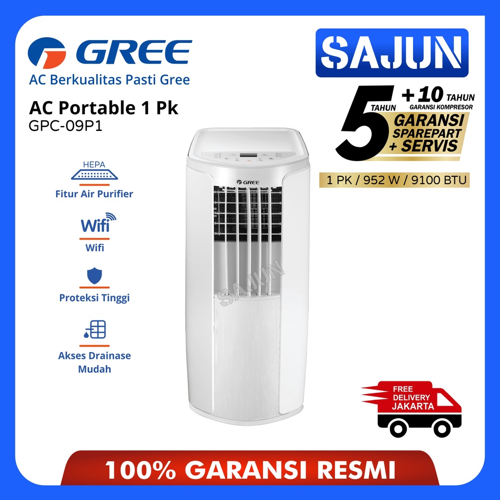 GREE AC Portable 1 PK with Air Purifier and Wifi Control GPC-09P1