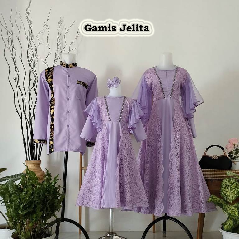 Gamis Jelita Family Lavender| Baju Unik | Gamis lebaran murah | Gamis lebaran keluarga | Gamis couple family | Gamis toyobo | Gamis anak dan dewasa terbaru | Harga Terjangkau