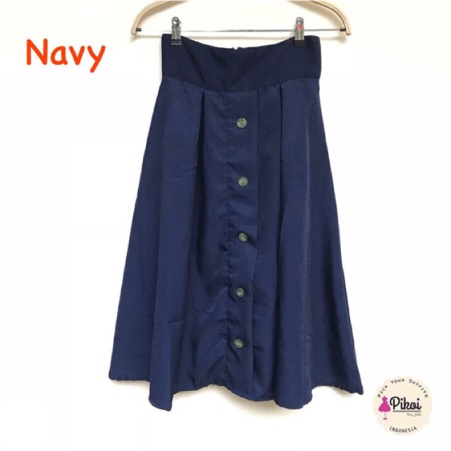 Rok polos wanita murah / rok midi cantik / rok kancing / rok button murah / rok kekinian / rok 1474