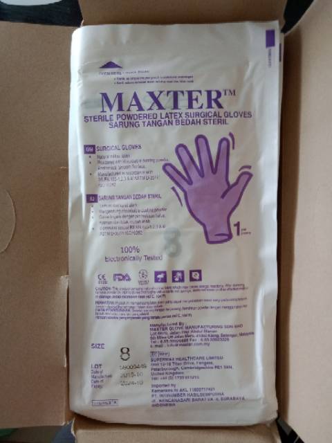 Sarung Tangan Bedah Steril Maxter / Powered Latex Surical Gloves