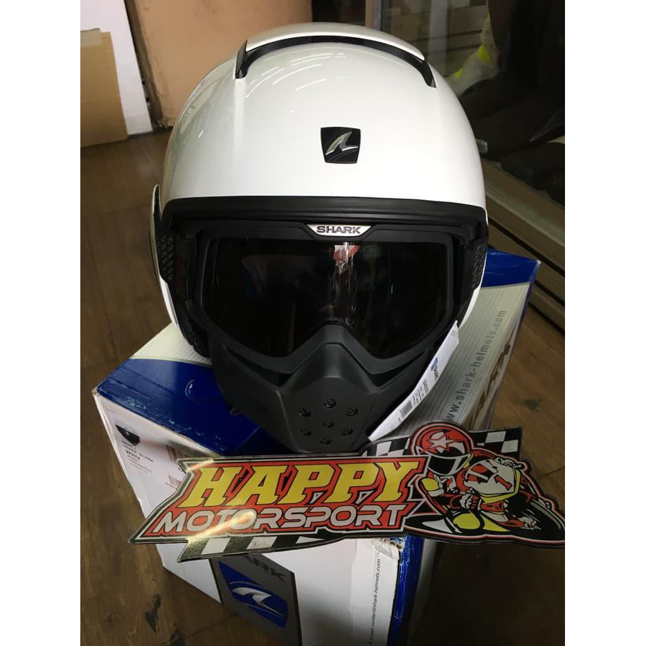 HELM SHARK RAW MADE IN FRANCE PUTIH GLOSSY SIZE M L XL MODEL MASK