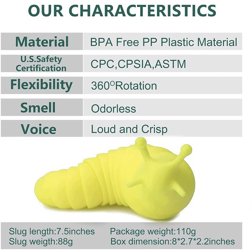 Slug 3D Caterpillar Fidget Toys Artikulasi Sensory Stress Pop It Mainan Anak Viral 2022 Articulated Ulat Worm Squishy Squeeze Pop It Relieve Relief