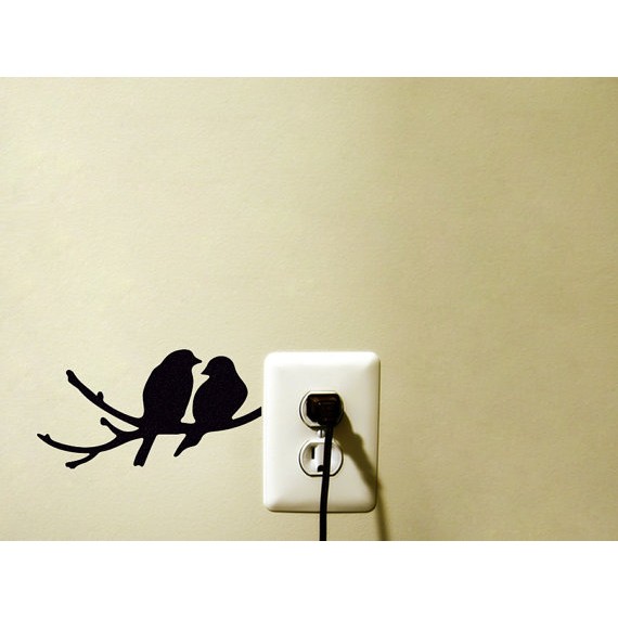 Wallstiker Stiker Saklar Lampu Motif Sepasang Burung Love Bird Couple