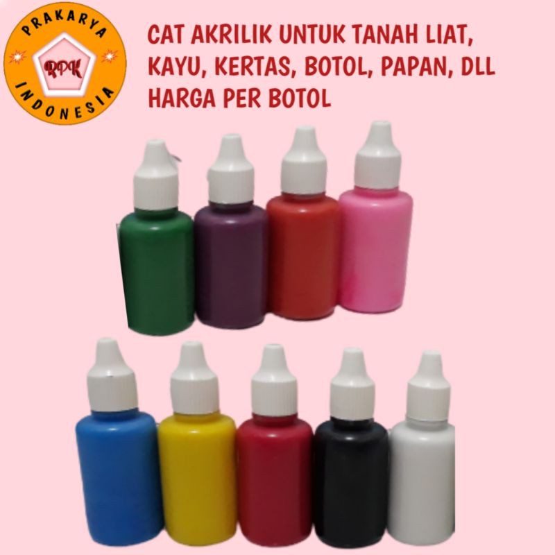 Cat Air Akrilik 50ml Untuk Mewarnai Kertas Topeng Kayu Tanah Liat Patung Botol Dll Shopee Indonesia