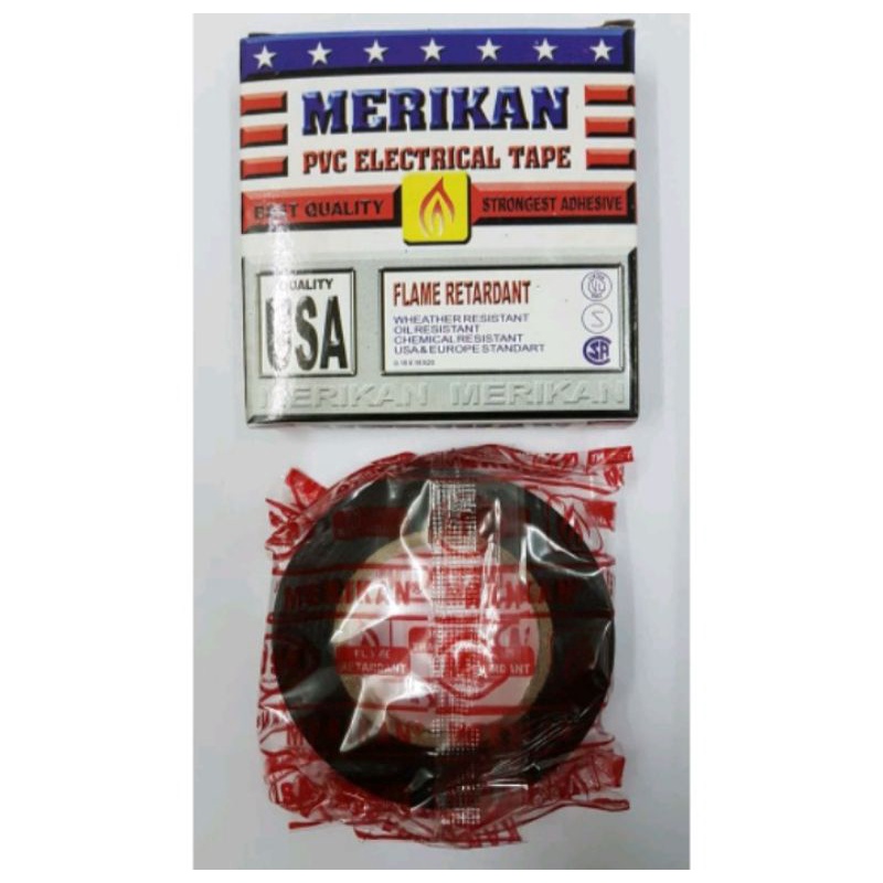 

isolasi lakban selotip hitam untuk kabel listrik merk Merikan tahan Panas PVC