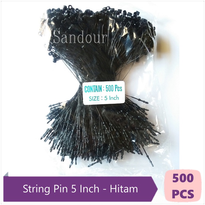 

String Pin Hitam 5 Inch Benang Label Hang Tag Isi 500 Pcs Sandour