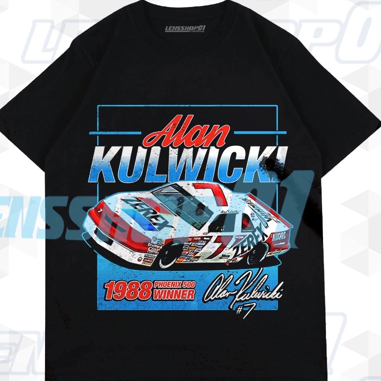 PREMIUM TSHIRT NASCAR ALLAN KULWICKI BLACK VINTAGE TEE BOOTLEG, KAOS NASCAR ALLAN KULWICKI PREMIUM