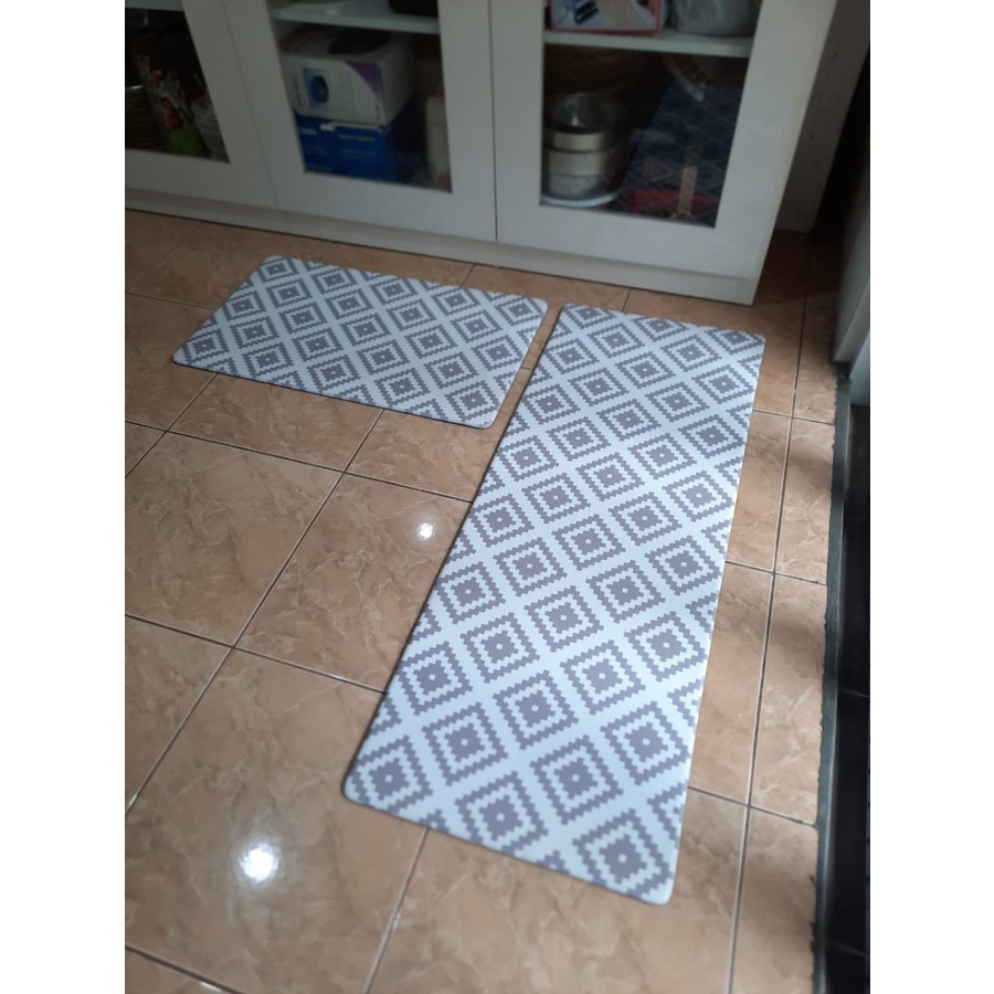 Exclusive Kitchen Mat 2 in 1 Keset Dapur Anti Slip Scandinavian Grey-1
