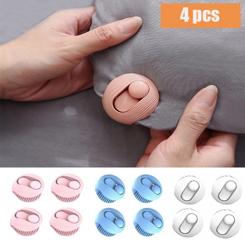 4pcs / Set Klip / Jepit Pengencang Sprei / Selimut Anti Slip Adjust Untuk Perlengkapan Tempat Tidur