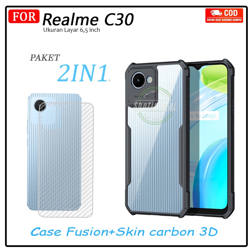 2IN1 CASE REALME C30 NARZO 50i PRIME SOFTCASE SHOCKPROOF TRANSPARAN CAMERA PROTECT CASING FREE GARSKIN