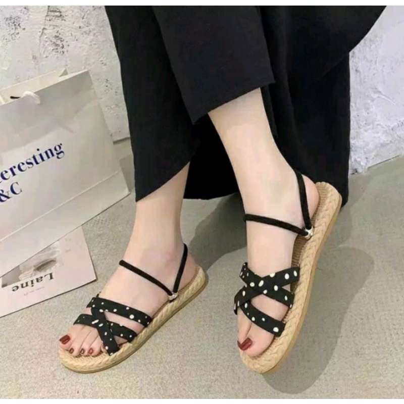 SandaL Wanita Suide Etnik Polkadot terbaru