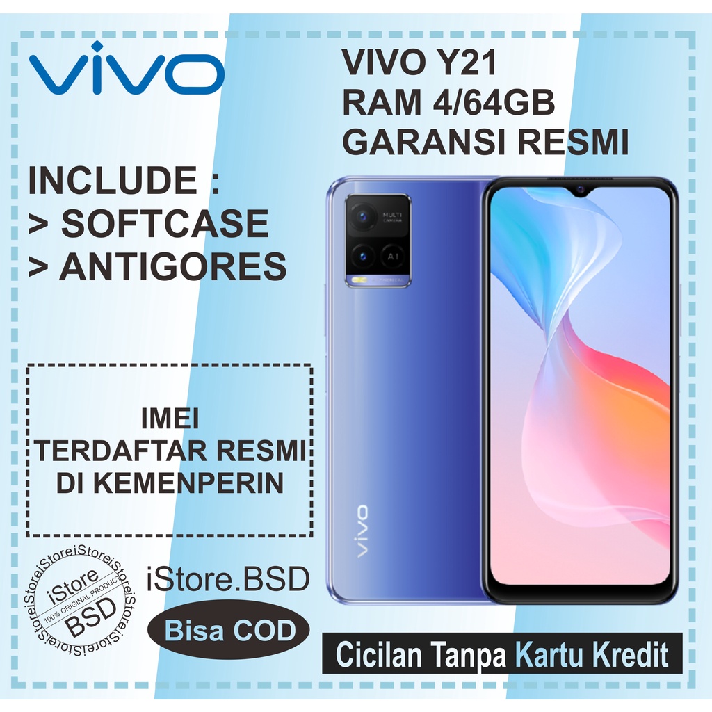 VIVO Y22 RAM 4/64GB | 4/128GB | SIDE FINGERPRINT | 18W FAST CHARGE | 5000mAh BATTERY | GARANSI RESMI 1 TAHUN