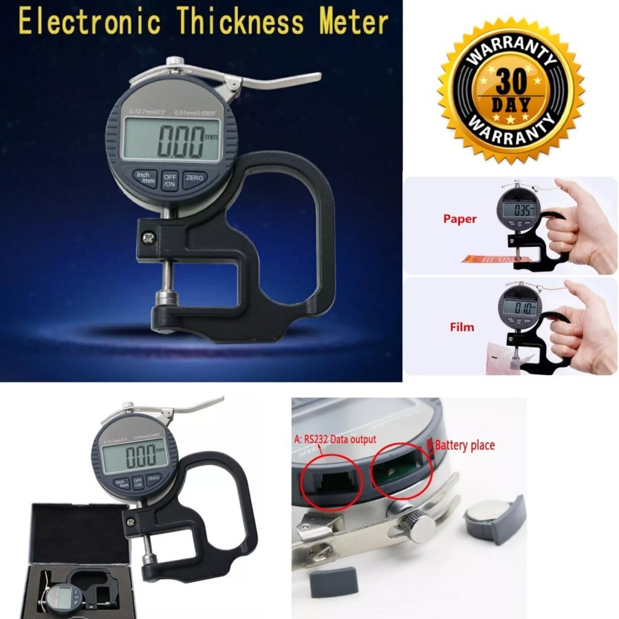 Alat Pengukur Ketebalan Thickness Gauge Digital Ukur Logam plastik kertas