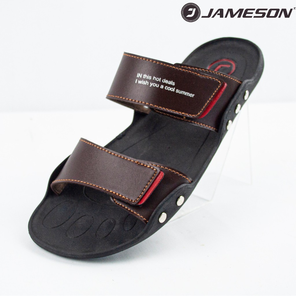 Sandal slop pria slim Jameson Kimura model tres terbaru bahan kulit  / Sandal slop tres pria kokoh (39-43)