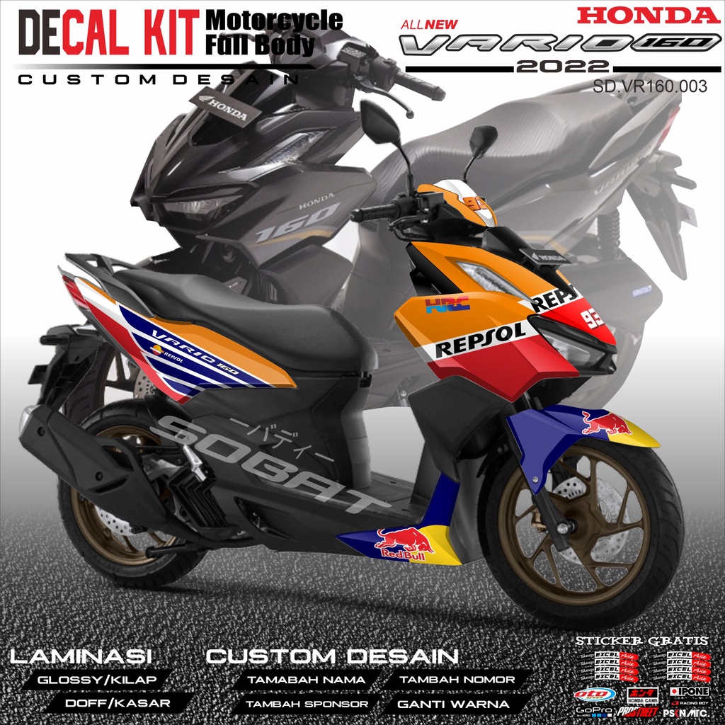 Decal VARIO 160 NEW 2022 - Dekal Stiker Striping Fullbody Fullblock List HONDA VARIO 160 NEW 2022 Cu