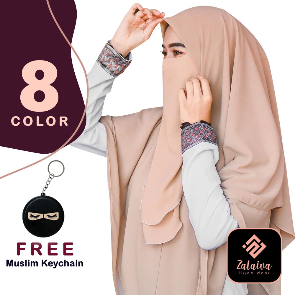 ZALAIVA - Hijab SET JILBAB dan CADAR Jilbab Segiempat Hijab Set Cadar 2 Layer Khimar Syari