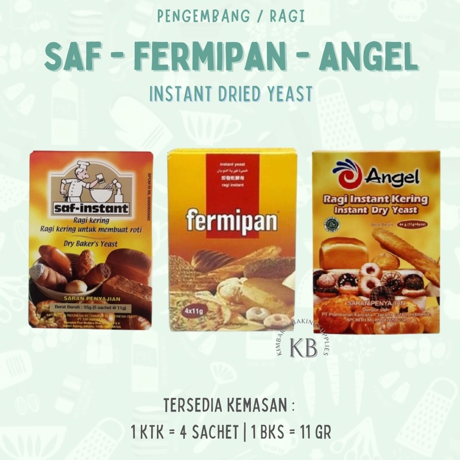 

Instant Dried Yeast / Ragi Kering Sachet Saf - Fermipan - Angel ( 4 x 11 GR )