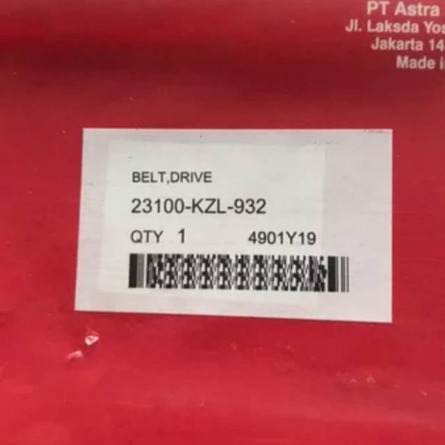 Van Belt Fan Belt Only Honda Beat Inject KZL Ori