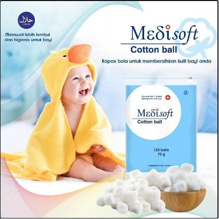 Medisoft Cotton Ball Kapas Bola Medis Bayi Steril Bulat 120 Balls 75 Gram