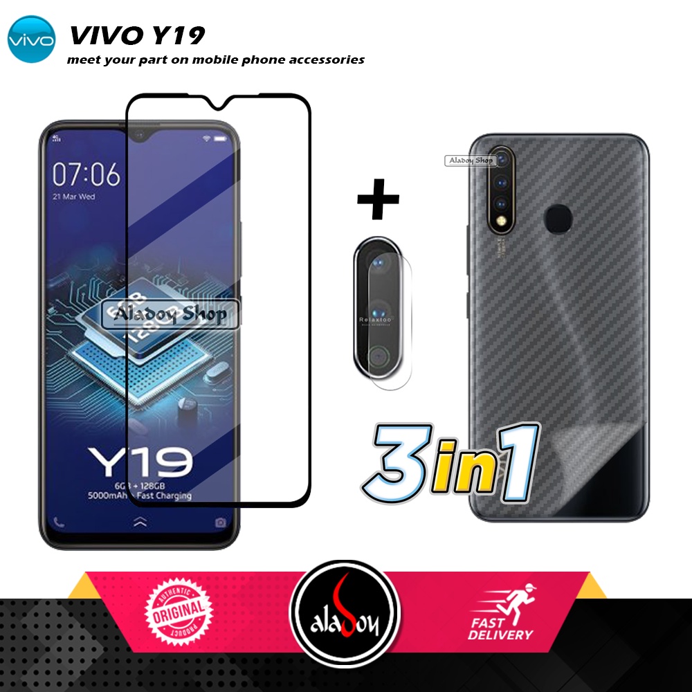 PAKET 3 IN 1 Tempered Glass Layar Free Tempered Glass Camera dan Skin Carbon