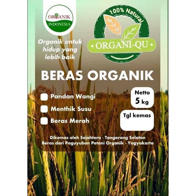 

Beras Organik Merah Sosoh Organi-Qu Vacuum / Vakum 1 kg